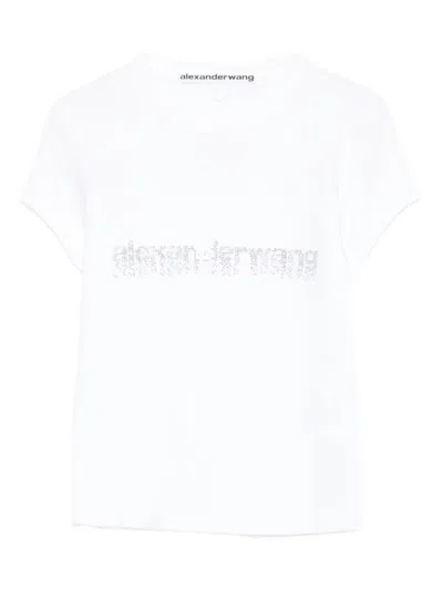 Alexander Wang Crystal Hotfix Logo Cotton Baby T-shirt Clothing In White
