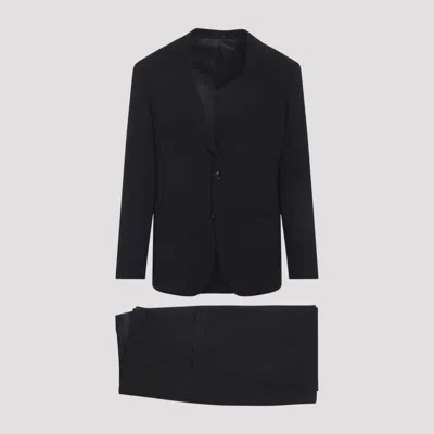 Giorgio Armani Dark Navy Single-breasted Two-piece Suit In Black