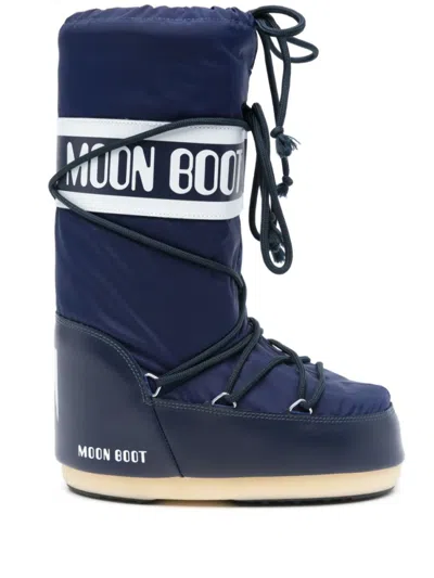Moon Boot Logo-print Drawstring Boots In Blue
