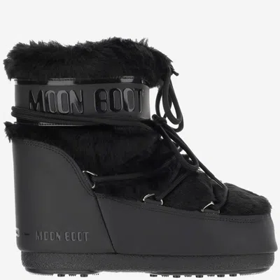 Moon Boot Women's Icon Low Faux Fur Ankle Boots Black In Black