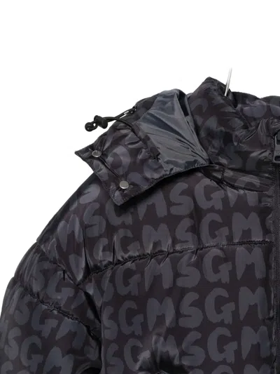 Msgm Logo-print Puffer Jacket In Black