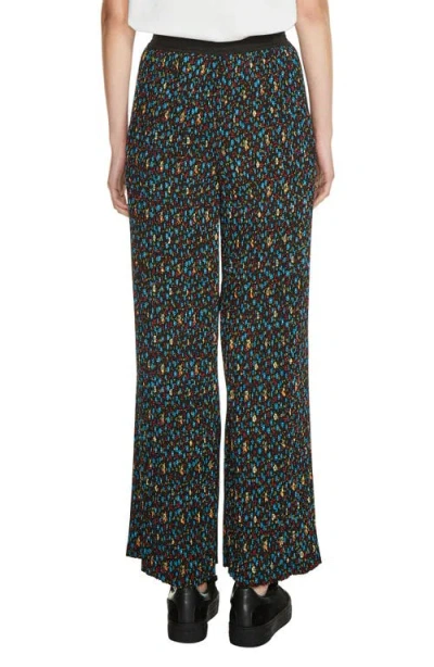 Maje Floral Print Pleat Pants In Blue