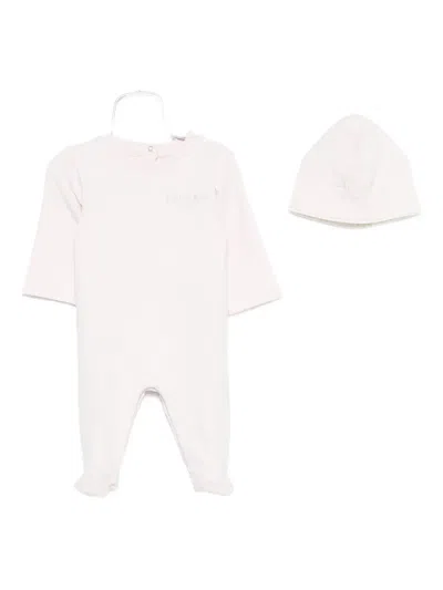 Balmain Logo-embroidered Babygrow Set In Pink