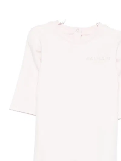 Balmain Logo-embroidered Babygrow Set In Pink