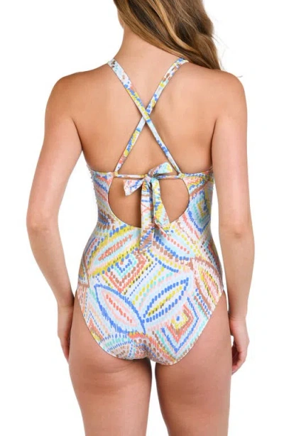 La Blanca Sunbaked Jewels High-neck Keyhole One-piece Swimsuit In Multi