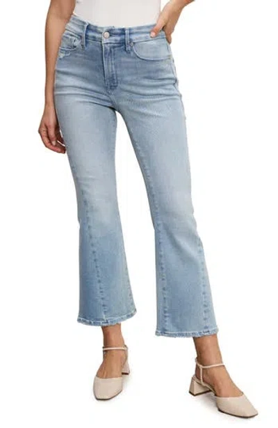 Good American Soft-tech Good Legs High Waist Distressed Crop Mini Bootcut Jeans In Blue