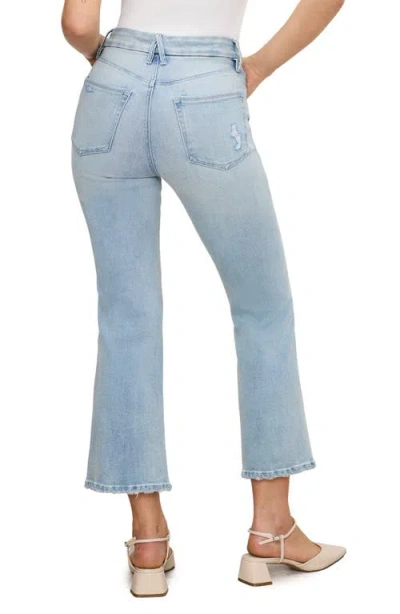 Good American Soft-tech Good Legs High Waist Distressed Crop Mini Bootcut Jeans In Blue