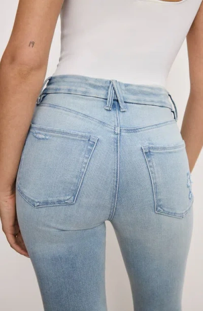 Good American Soft-tech Good Legs High Waist Distressed Crop Mini Bootcut Jeans In Blue
