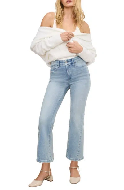 Good American Soft-tech Good Legs High Waist Distressed Crop Mini Bootcut Jeans In Blue