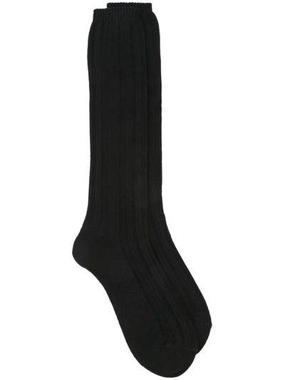 Maison Margiela Ribbed Socks In Black