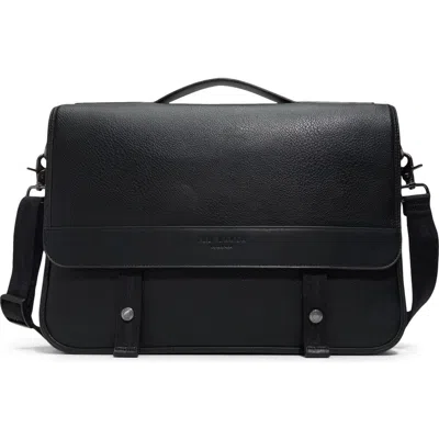 Ted Baker Irvine Pebbled Magnetic Snap Messenger Bag In Black