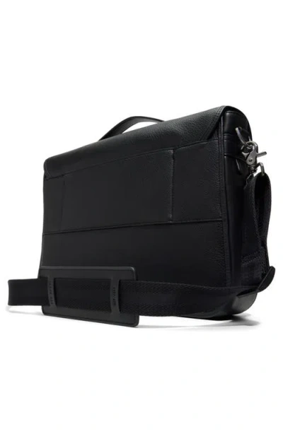 Ted Baker Irvine Pebbled Magnetic Snap Messenger Bag In Black