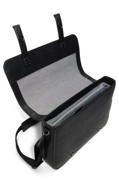 Ted Baker Irvine Pebbled Magnetic Snap Messenger Bag In Black