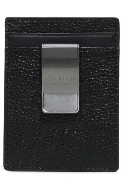 Ted Baker Leather Card Case & Money Clip Set In Black