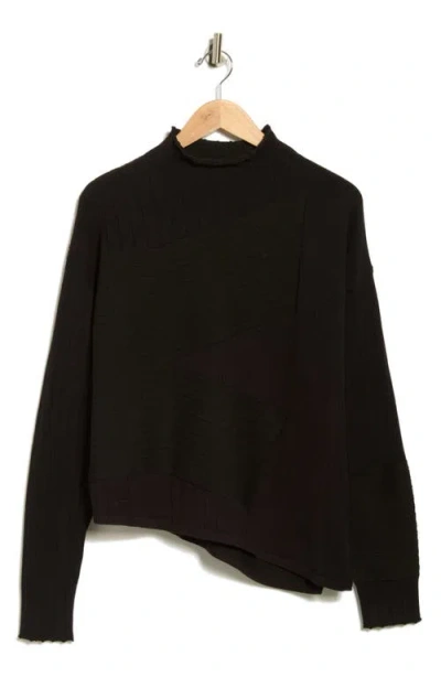 Patrizia Luca Mock Neck Asymmetric Hem Sweater In Black