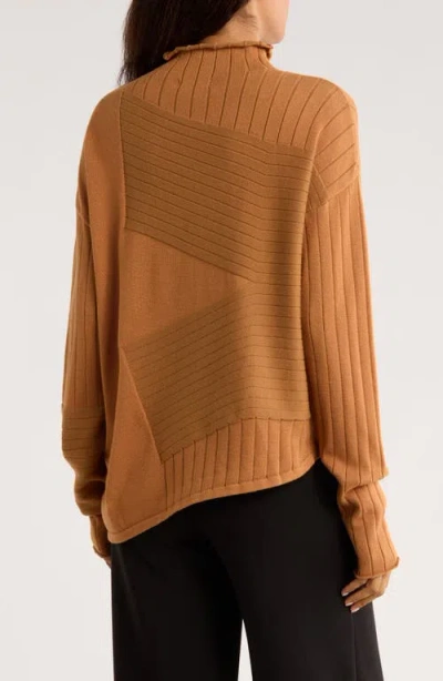 Patrizia Luca Mock Neck Asymmetric Hem Sweater In Animal Print