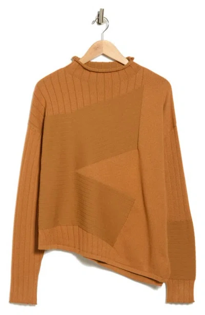 Patrizia Luca Mock Neck Asymmetric Hem Sweater In Animal Print