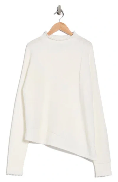 Patrizia Luca Mock Neck Asymmetric Hem Sweater In Black