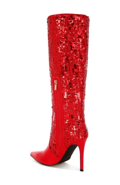London Rag Sitrah Sequin Boot In Red