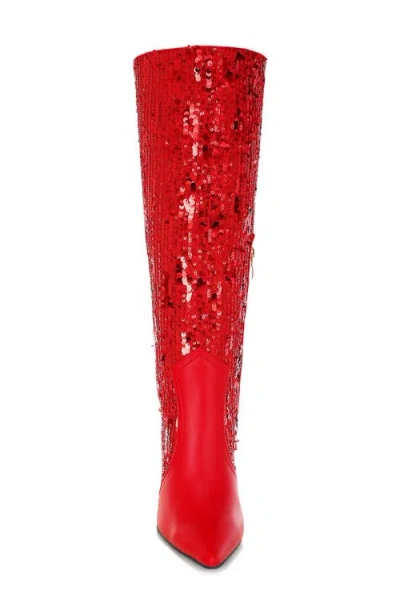 London Rag Sitrah Sequin Boot In Red