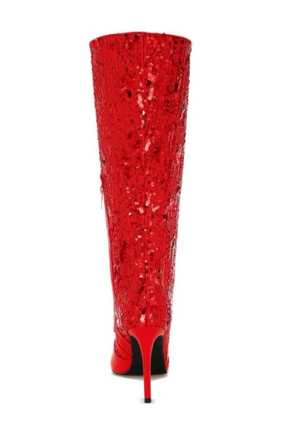 London Rag Sitrah Sequin Boot In Red