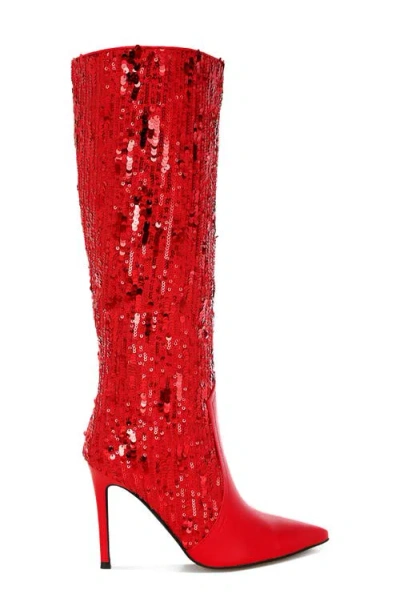 London Rag Sitrah Sequin Boot In Red