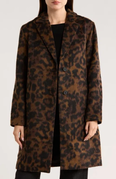 Lucky Brand Plaid Single Breasted Coat In Brown