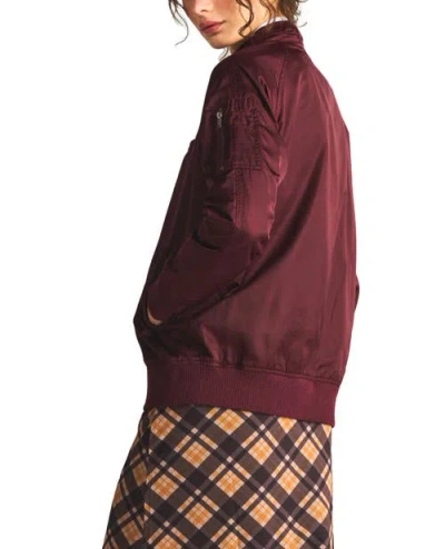 Members Only Washed Satin Boyfriend Jacket In Dark Red