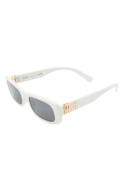 Miu Miu 53mm Rectangular Sunglasses In White