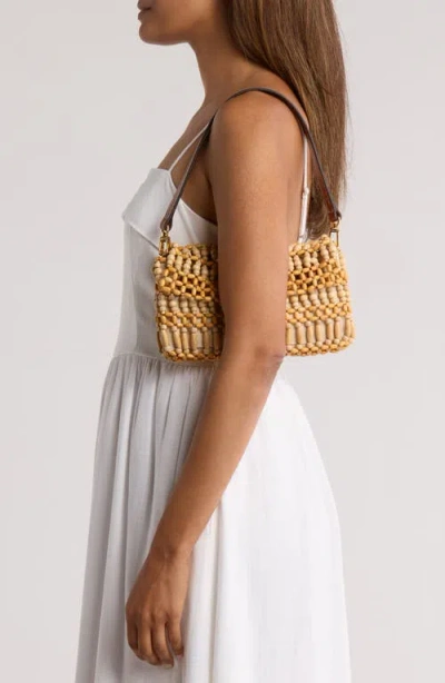 Staud Timmy Convertible Beaded Wood Shoulder Bag In Burgundy