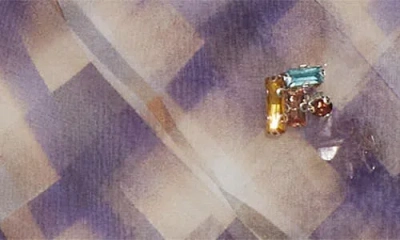 Dries Van Noten Crystal-embellished Sheer Mock-neck Top In Purple