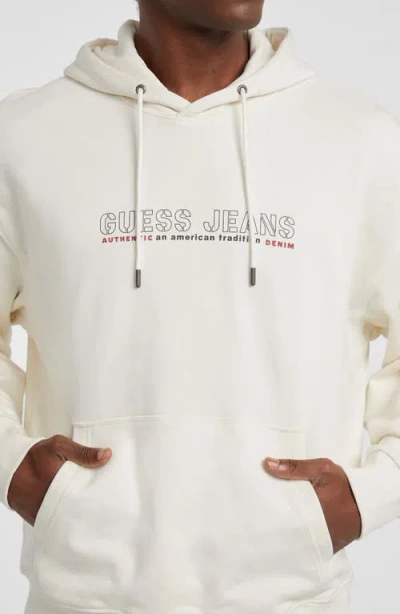 Guess Jeans Outline Logo Hoodie In White