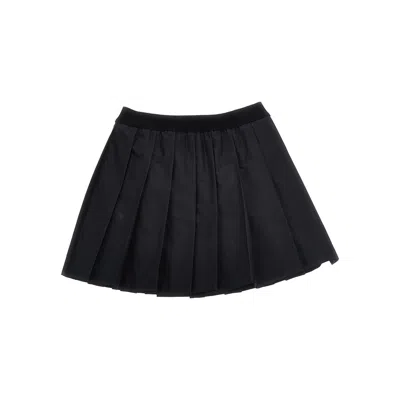 Moncler Kids Black Logo Patch Pleated Skirt In Black
