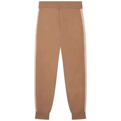 Chloé Chloe Kids Logo Tape Knitted Joggers In Brown