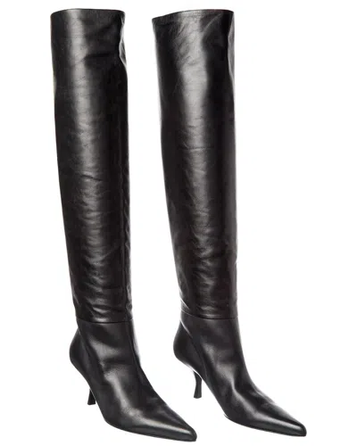 The Row Bourgeoise Leather Over-the-knee Boot (authentic ) In Black