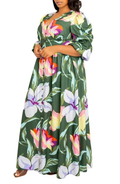 Buxom Couture Floral Maxi Dress In Multi