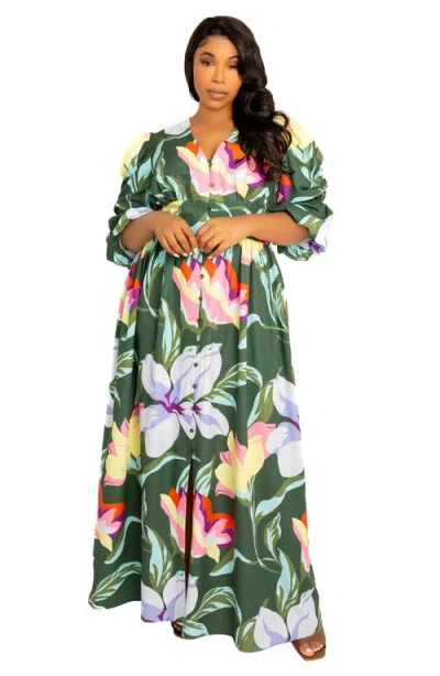 Buxom Couture Floral Maxi Dress In Multi