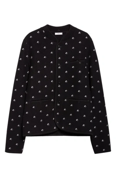 Rier Walker Floral Embroidered Wool Jacket In Black