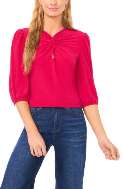 Cece Twist Keyhole Top In Red