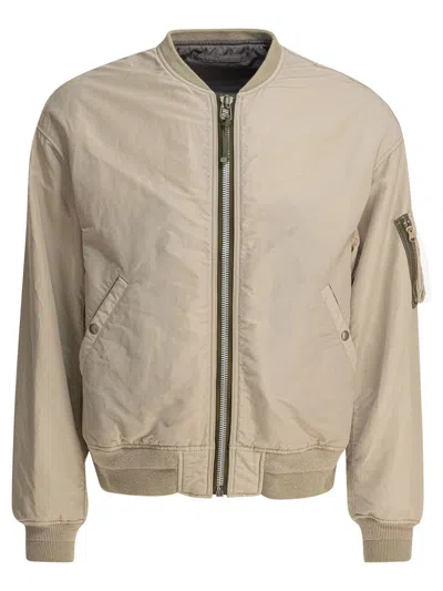 Visvim Nylon Bomber Jacket Jackets And Coats Beige In Neutral