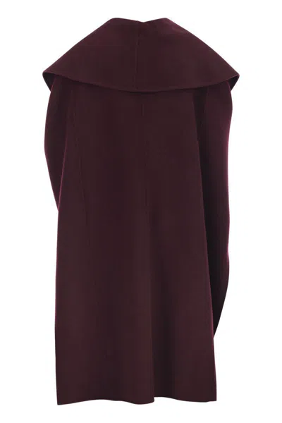 Elisabetta Franchi Double Wool Cape Capes Bordeaux In Purple