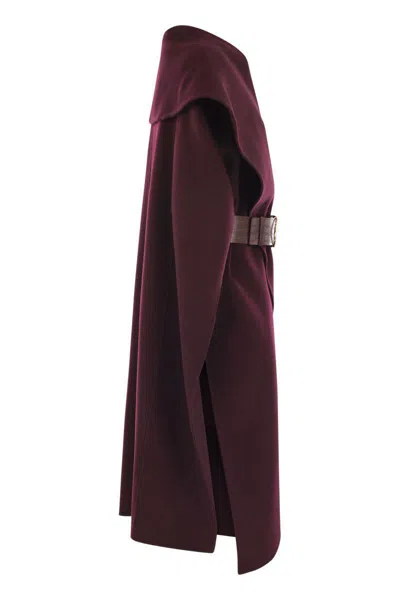 Elisabetta Franchi Double Wool Cape Capes Bordeaux In Purple