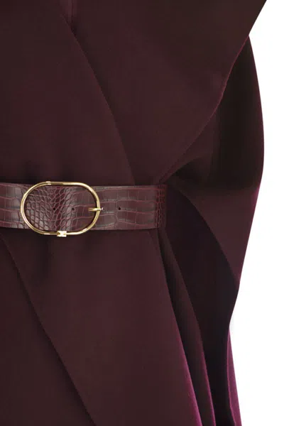 Elisabetta Franchi Double Wool Cape Capes Bordeaux In Purple