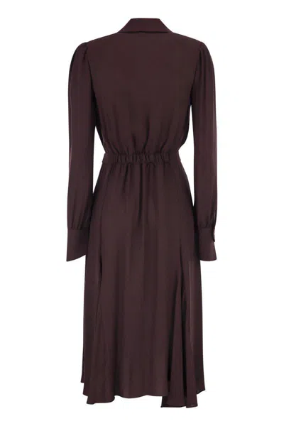 Elisabetta Franchi Bordeaux Midi Dress With Deep V-neck In Purple