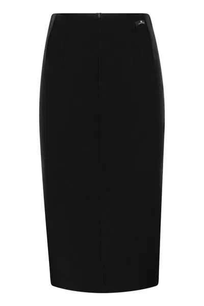 Elisabetta Franchi Wool Fabric Skirt In Black