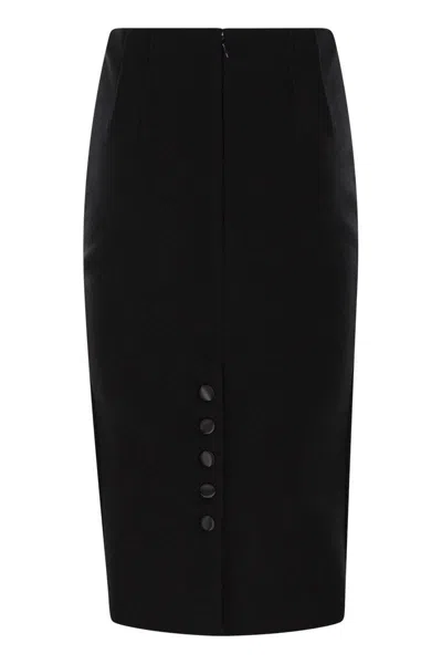 Elisabetta Franchi Wool Fabric Skirt In Black