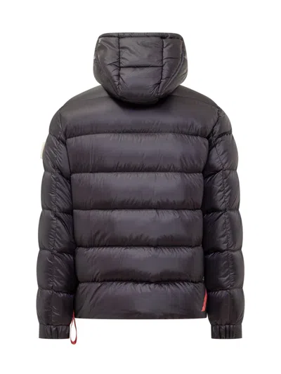 After Label Black  Down Jacket With Hood In Black