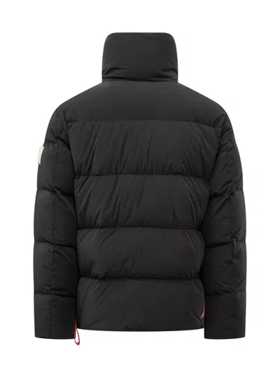 After Label Black  Down Jacket With Button Closure In Black