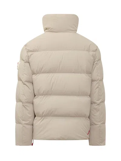 After Label Beige  Down Jacket With Button Closure In Gold