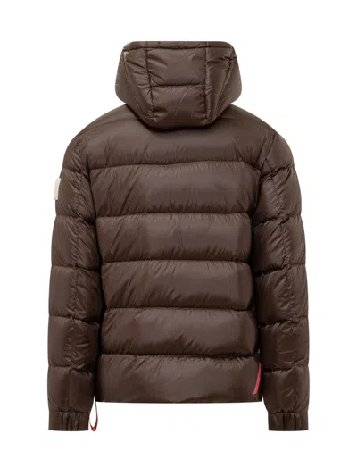 After Label Brown  Down Jacket With Hood In Brown